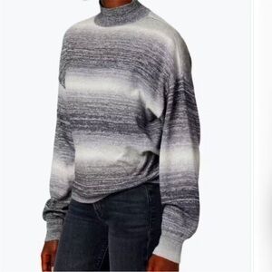 New Hudson Jeans Stormy Weather Wool Alpaca Sweater Mock Neck Grey Black Size S